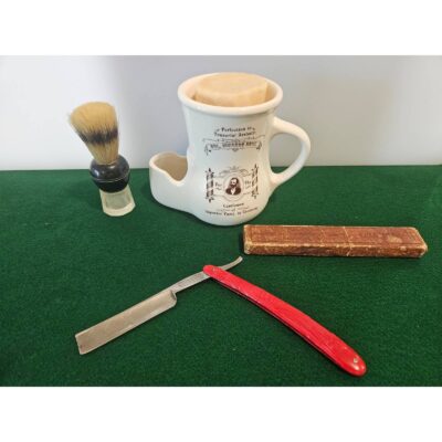 Antique Shaving Set VTG porcelain Shaving Mug with Shaving Brush