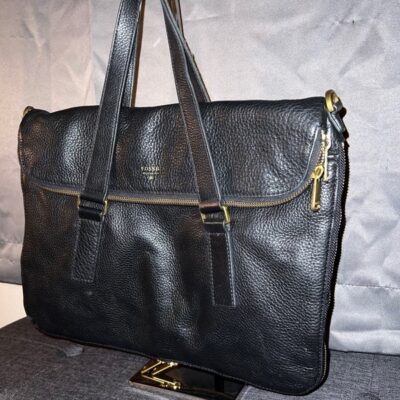 Fossil Preston Foldover Leather Tote Black