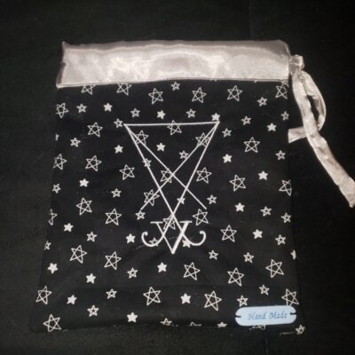 Handmade Embroidered Lucifer Sigil Satin lined Tarot bag