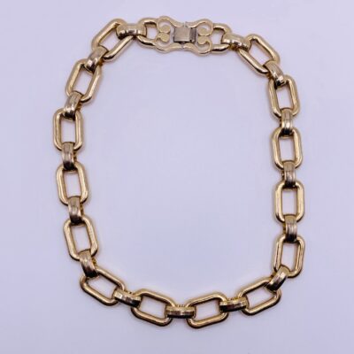 Vintage Monet Gold Tone Chunky Link Choker Necklace