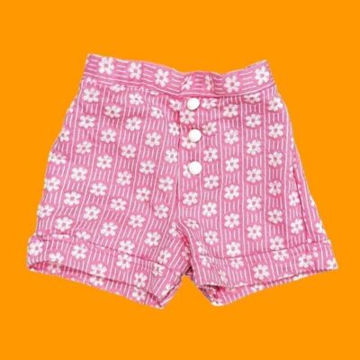 Vintage carters 70’s Sz 3T high waist shorts pink daisy flower Striped