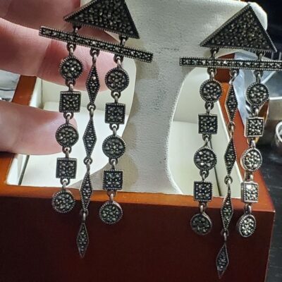 Judith Jack Sterling marcasite long dangles!