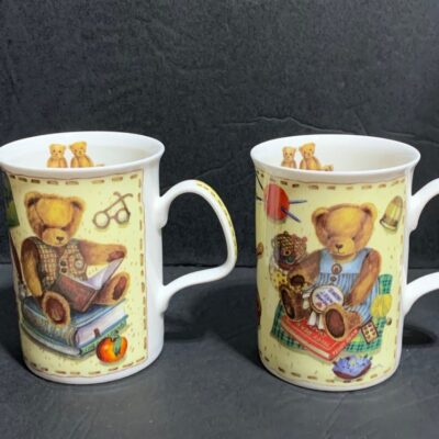 2 Roy Kirkham Coffee Mugs made in England Teddy Bears 1998 “Home sweet home “