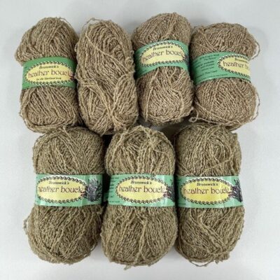 7 Skeins – VINTAGE Brunswick Heather Boucle Yarn 50g Ea Color 5234 Wheat Heather