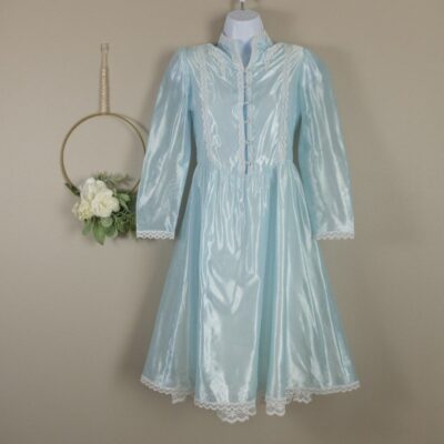 Jessica McClintock Vintage Cottagecore Victorian Light Blue Dress XS-S