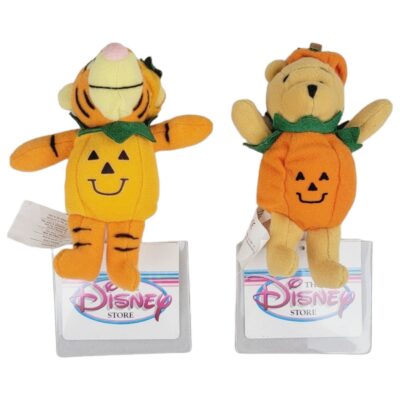 Disney Winnie the Pooh Magnet Pumpkin Pooh & Tigger 4″ Plush Disney Parks Japan