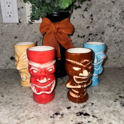 Set of 4 Tiki Mugs / Vases