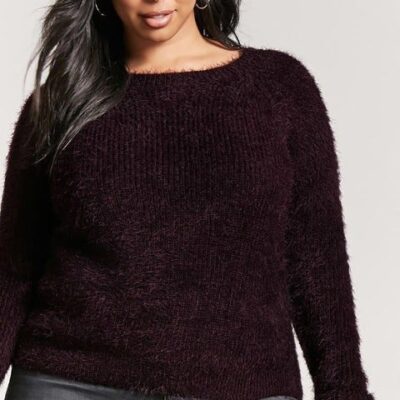 Plum Fuzzy Eyelash Sweater – Size 2X