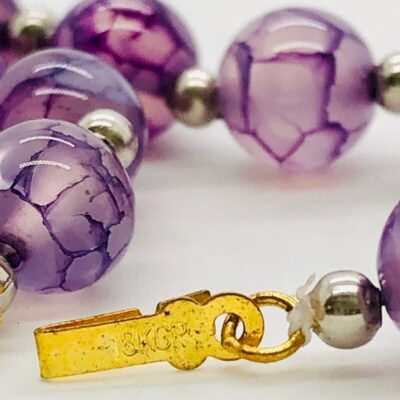 Vintage amethyst purple dragon vein glass bead necklace