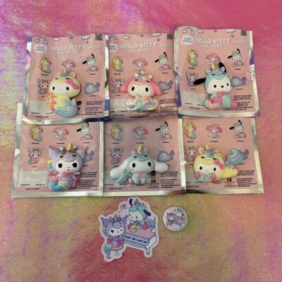 Sanrio Characters Rainbow Unicorn Magnets + Sticker & Pin