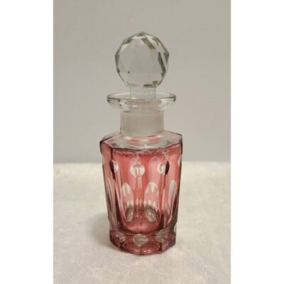 Antique Victorian Perfume Bottle Victorian Cran Cut Glass Faceted Glass Stopper