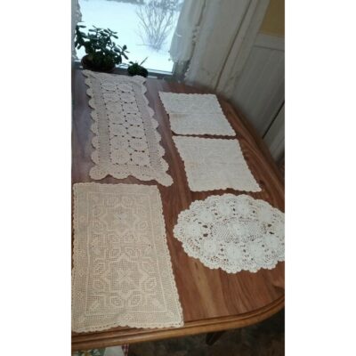 Antique Handmade Crochet Lace Table Runners  Centerpieces Lot of 5