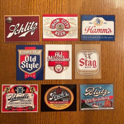 Beer FRIDGE MAGNETS  classic man cave decor Americana 70s 80s