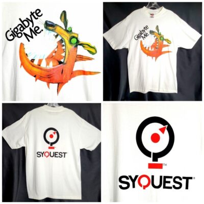 Y2K GIGABYTE ME SyQuest Single Stitch Graphic Tshirt Tech Geek Sz L NWOT *READ*