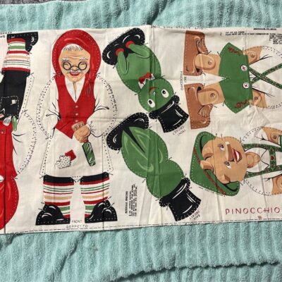 Vintage pinocchio geppetto cricket  Doll Cut & Sew Fabric Panel Cotton