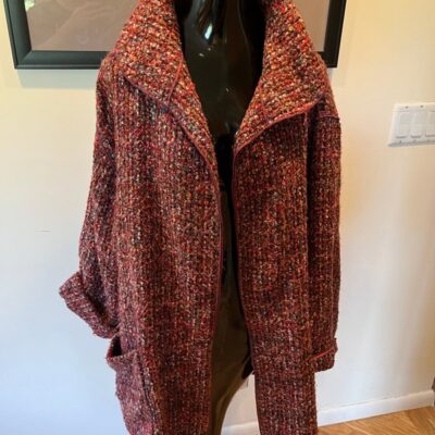 Used Vintage Mrs. H Winter Coat Womens Raspberry Woven Jacket SZ 4X