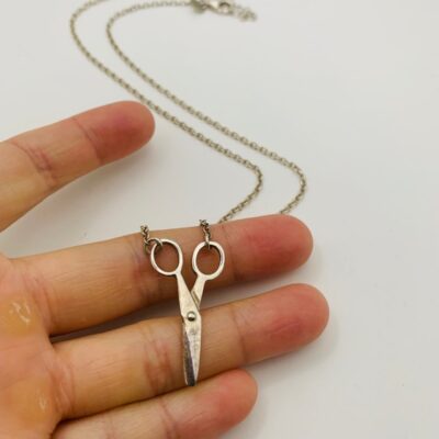 Vintage Italian Sterling Silver Quirky Elegant Scissors Crafters DIY Necklace