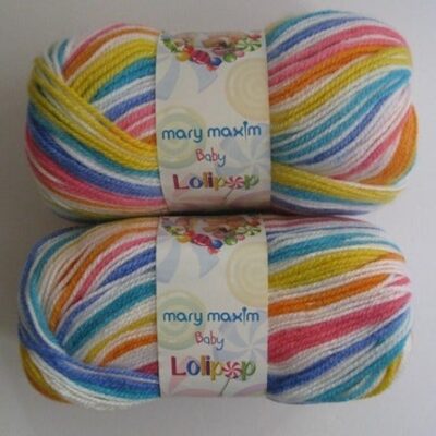 Mary Maxim Baby Lolipop Yarn 100% Premium Acrylic “Gumball” 2 Skeins NEW