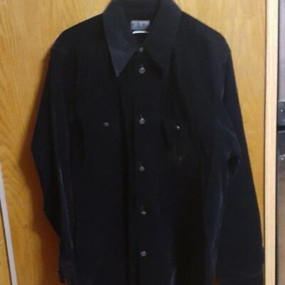 Medium Gianfranco Ferre logo GF Black Velvet button down Shirt Italy