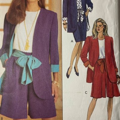 1993 Butterick 6592 Misses Jacket Top Skirt Shorts 6 – 22 Linen Crepe Faille