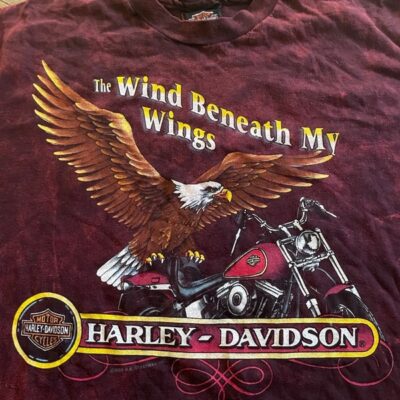 Vintage 80s 90s Original 1990 Harley Davidson Eagle Acid Wash Shirt AOP Biker