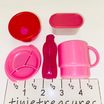 Tupperware Magnet Set Of 5 Pink red Rock N Serve Bottle dish tinietreasures