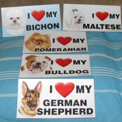 5 Dog Breed Magnets, Large and Fleixble, Full Color