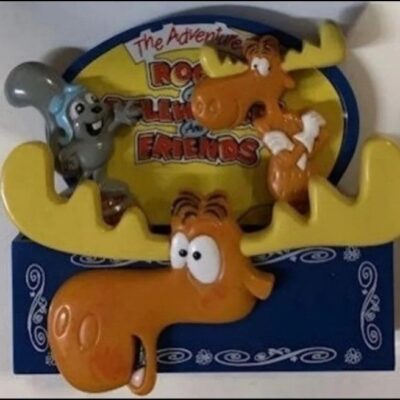 Cool Vintage Rocky and Bullwinkle 3-Piece Set Magnets Brand New.