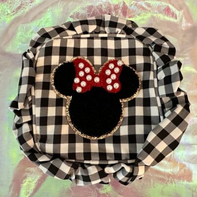 Main Street Couture Disney Minnie Gingham Black & White Check Mini Pouch