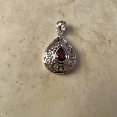 Sterling Silver Garnet Pendant