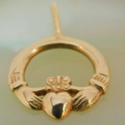 9K Yellow Gold Claddagh Pendant Charm