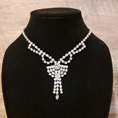 Vintage Art Deco 15 Inch Rhinestone Necklace