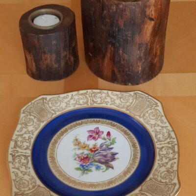 Antique Gilt Gold and Blue Porcelain Bavarian Tirschenreuth Plate (early 1900s)