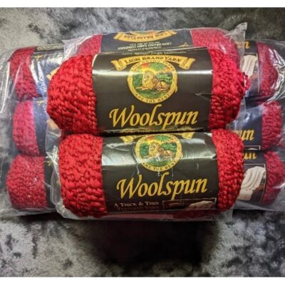 Lion woolspun yarn *discontinued” 142 wine 4 skeins