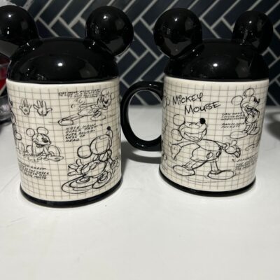 Mickey sketchbook mugs with Mickey head tops