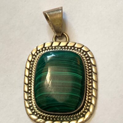 Vintage Mexico Sterling Silver Malachite Pendant