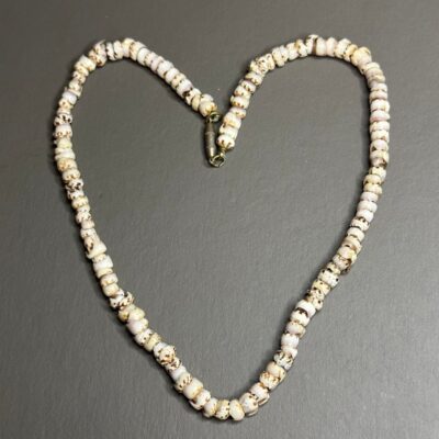 Authentic Natural Tiger Puka Shell Vintage Necklace with Original Barrel Clasp