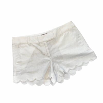 J. Crew White Scalloped Linen Shorts