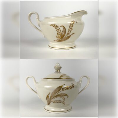 Castleton China Lily of the Valley Creamer and Sugar Bowl with Lid