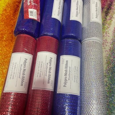 Deco mesh patriotic red blue silver