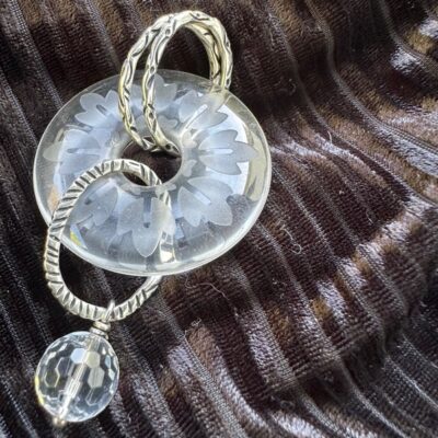 Etched Glass & Sterling Silver Pendant – Genuine Silpada