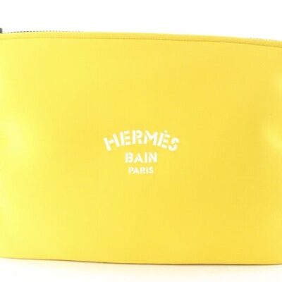 Hermes Yellow Neo Bain Pouch Zip Clutch 1H0509