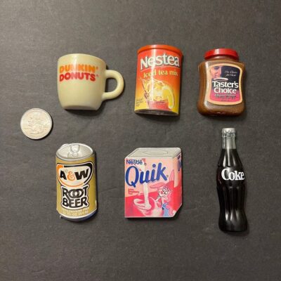 Vtg ARJON Beverage MAGNETS Nestle Quik, A&W, Tasters Choice, Coke Nestea, Dunkin