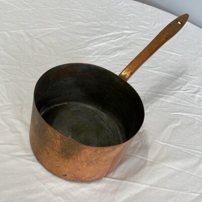 Antique 19th Century French Copper Handmade Forged 4 quart Saucepan