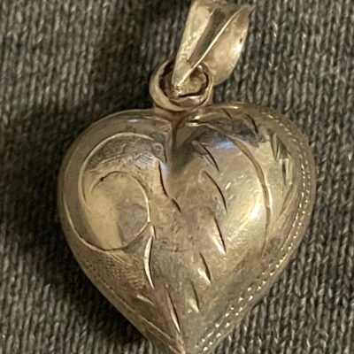 Sterling silver puffy heart pendant