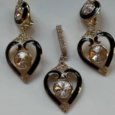 Vintage Bijoux New York Designs Rivoli Heart Earrings & Pendant Set