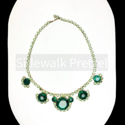 Emerald Green Rhinestone Headlight Choker Necklace