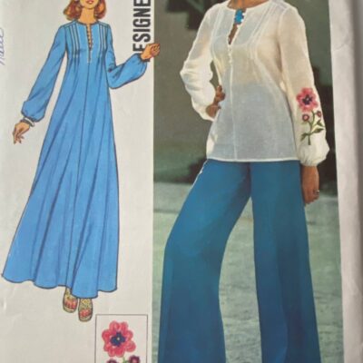 1975 Simplicity 6927 Misses Caftan Wide Leg Pant 8 – 16 Muslin Cotton Linen Silk