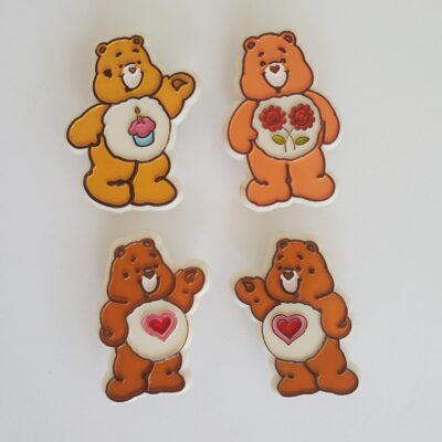 Vintage Care Bears Handmade Plastic Magnets Repurposed Hair Clips Set of 4