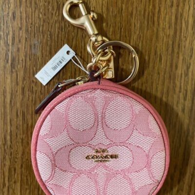 Coach Circular Coin Pouch In Signature Jacquard